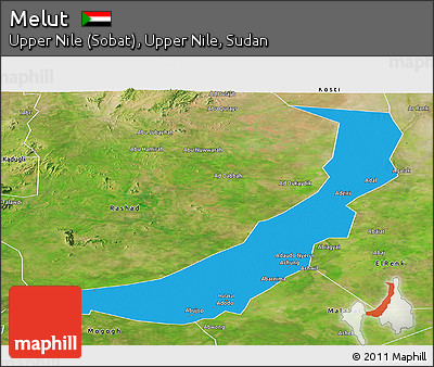 Political Panoramic Map of Melut, satellite outside