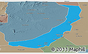 Political Panoramic Map of Melut, semi-desaturated