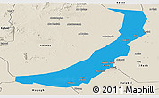 Political Panoramic Map of Melut, shaded relief outside