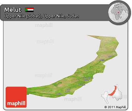 Satellite Panoramic Map of Melut, cropped outside