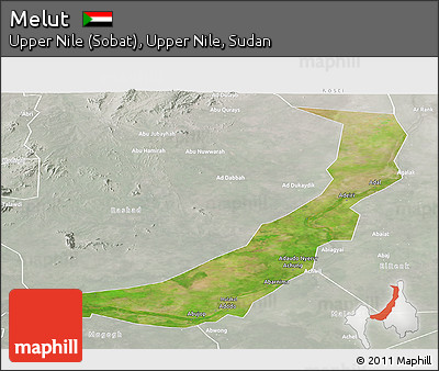 Satellite Panoramic Map of Melut, lighten, semi-desaturated