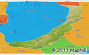 Satellite Panoramic Map of Melut, political outside