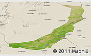 Satellite Panoramic Map of Melut, shaded relief outside