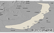 Shaded Relief Panoramic Map of Melut, darken, desaturated