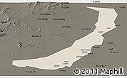 Shaded Relief Panoramic Map of Melut, darken