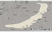 Shaded Relief Panoramic Map of Melut, darken, semi-desaturated