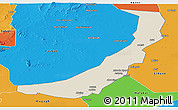 Shaded Relief Panoramic Map of Melut, political outside