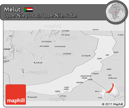 Silver Style Panoramic Map of Melut