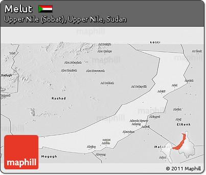 Silver Style Panoramic Map of Melut