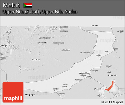 Silver Style Panoramic Map of Melut