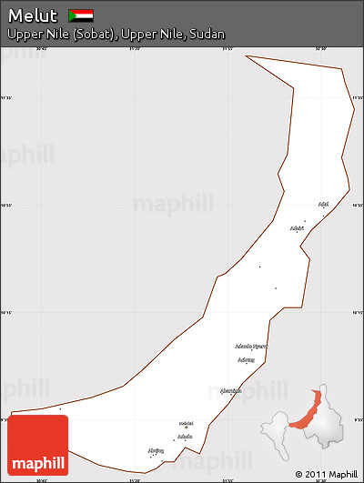 Classic Style Simple Map of Melut, cropped outside