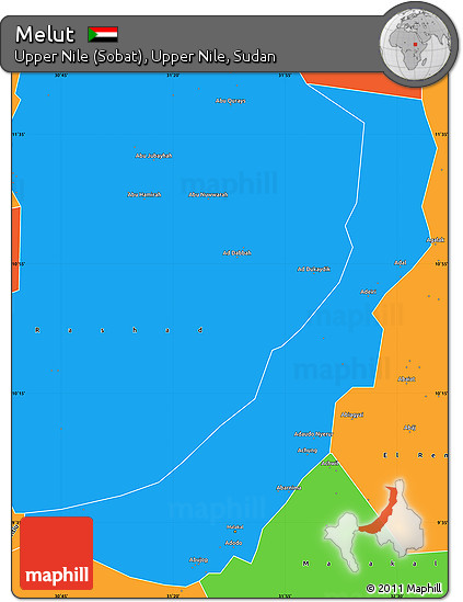 Political Simple Map of Melut