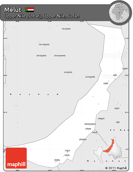 Silver Style Simple Map of Melut