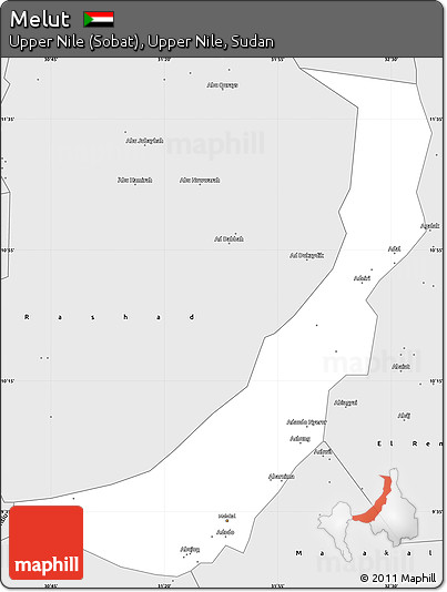 Silver Style Simple Map of Melut