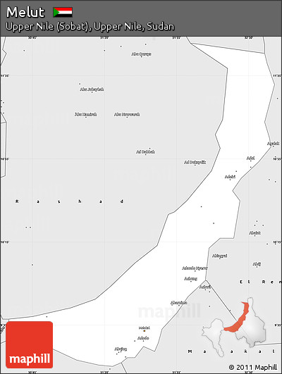 Silver Style Simple Map of Melut