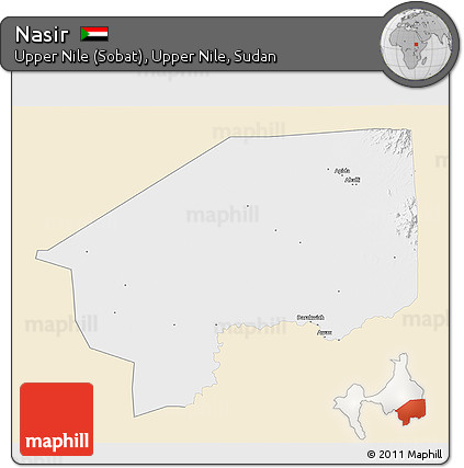 Classic Style 3D Map of Nasir, single color outside