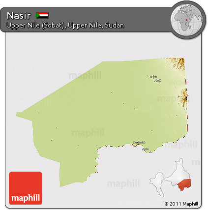 Physical 3D Map of Nasir, cropped outside