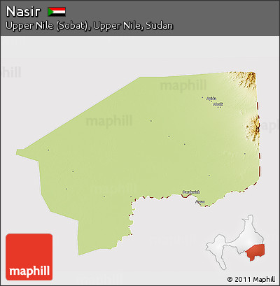 Physical 3D Map of Nasir, cropped outside