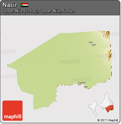 Physical 3D Map of Nasir, cropped outside