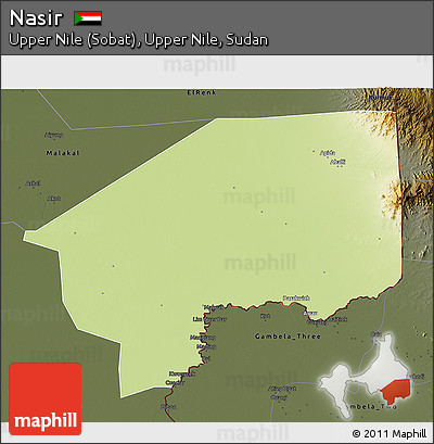 Physical 3D Map of Nasir, darken