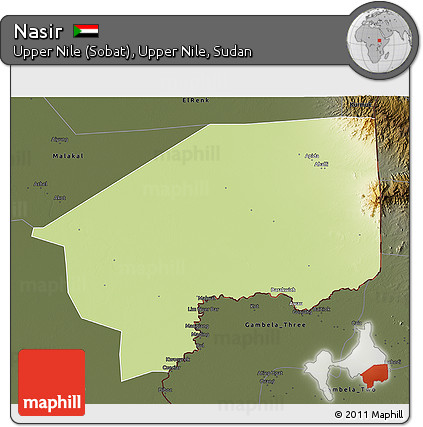 Physical 3D Map of Nasir, darken