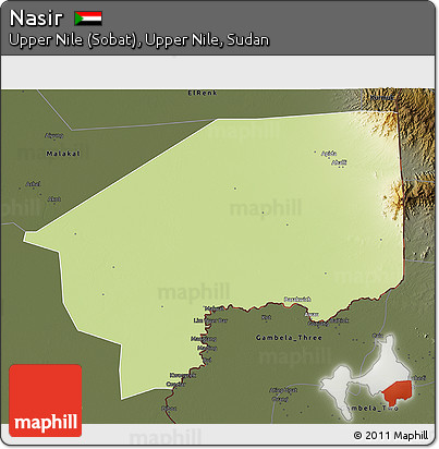 Physical 3D Map of Nasir, darken