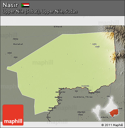 Physical 3D Map of Nasir, darken, semi-desaturated