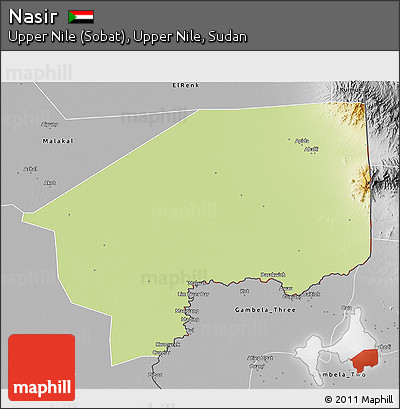 Physical 3D Map of Nasir, desaturated