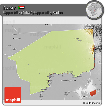 Physical 3D Map of Nasir, desaturated