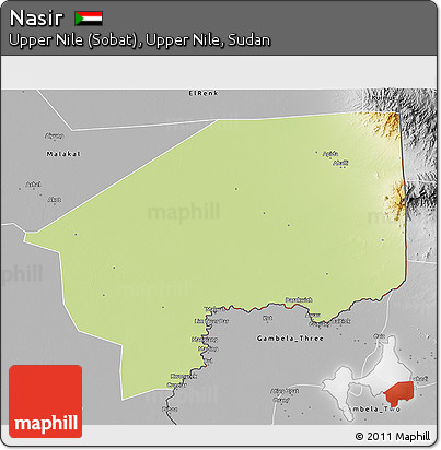 Physical 3D Map of Nasir, desaturated