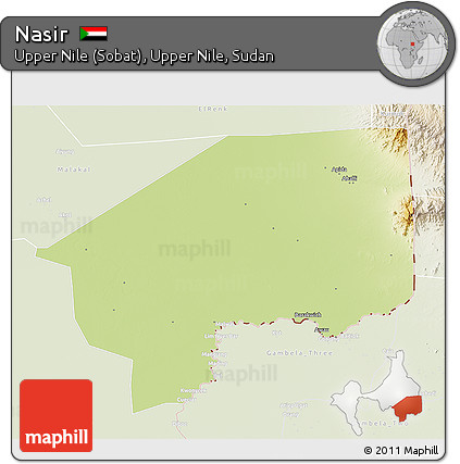 Physical 3D Map of Nasir, lighten