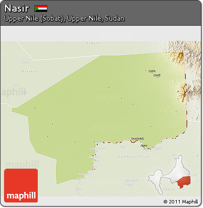 Physical 3D Map of Nasir, lighten