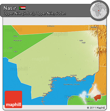 Physical 3D Map of Nasir, political outside