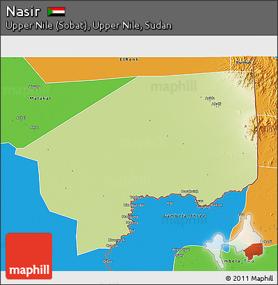 Physical 3D Map of Nasir, political outside