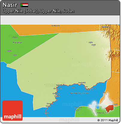Physical 3D Map of Nasir, political outside