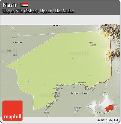 Physical 3D Map of Nasir, semi-desaturated