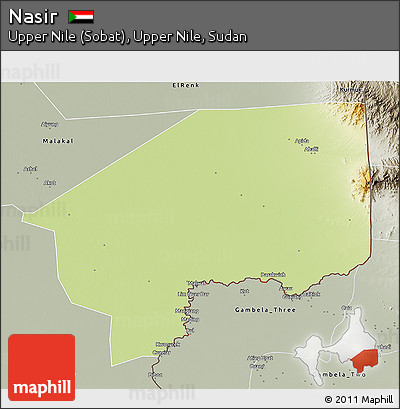 Physical 3D Map of Nasir, semi-desaturated