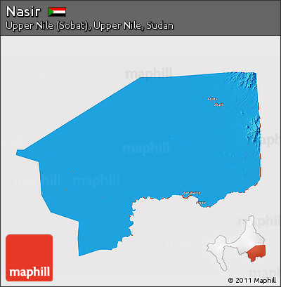 Political 3D Map of Nasir, cropped outside
