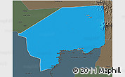 Political 3D Map of Nasir, darken, semi-desaturated