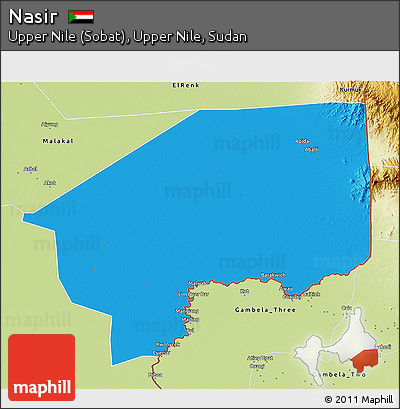 Political 3D Map of Nasir, physical outside