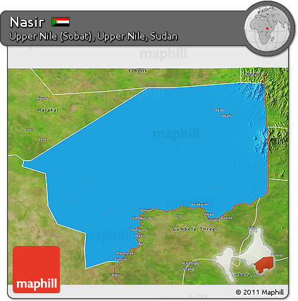 Political 3D Map of Nasir, satellite outside