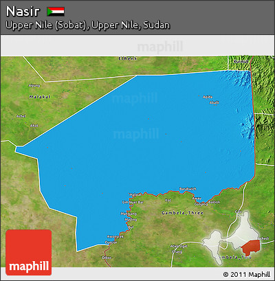Political 3D Map of Nasir, satellite outside