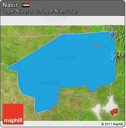 Political 3D Map of Nasir, satellite outside