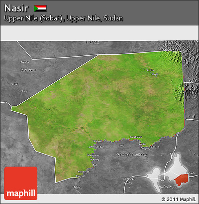 Satellite 3D Map of Nasir, desaturated