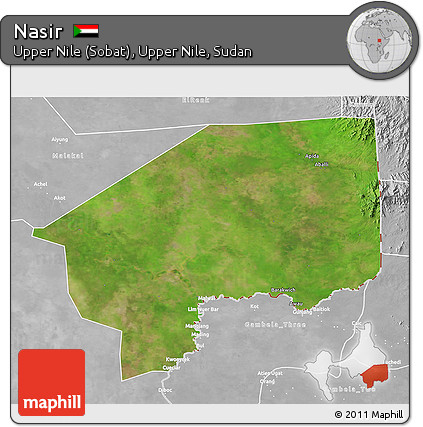 Satellite 3D Map of Nasir, lighten, desaturated