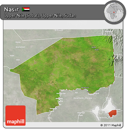 Satellite 3D Map of Nasir, lighten, semi-desaturated