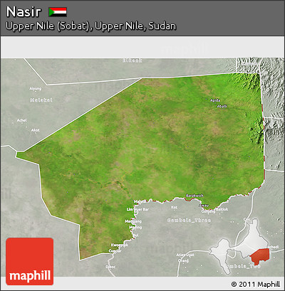 Satellite 3D Map of Nasir, lighten, semi-desaturated