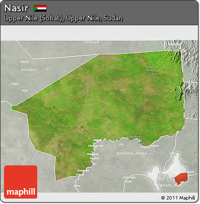 Satellite 3D Map of Nasir, lighten, semi-desaturated