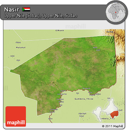 Satellite 3D Map of Nasir, physical outside