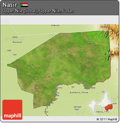 Satellite 3D Map of Nasir, physical outside